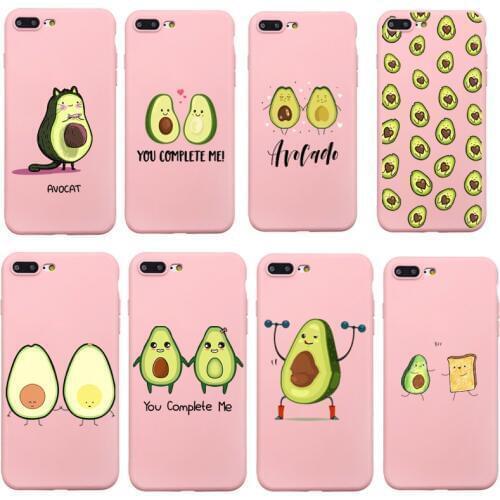 Cute Phone Case Coque For iPhone XR 6 6S Plus X 5 SE Plus Case Cartoon Summer Fruit Avocado Pink Phone Cover For iPhone 8 7 Plus