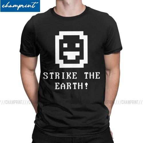 Mens Strike The Earth Dwarf Fortress T Shirts Ascii Pixel Gaming Cotton Tops Vintage Short Sleeve Crewneck Tees Adult T-Shirts