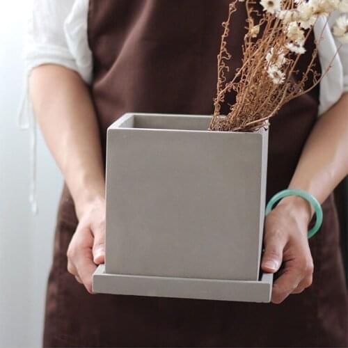 Two Size Square Flower Pot Silicone Mold Double Layer Anti-deformation Design Square Cement Flower Pot Mold