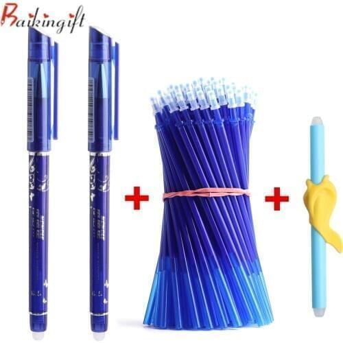 30/34Pcs/Set 0.5mm Blue Black Ink Gel Pen Erasable Refill Rod Erasable Pen Washable Handle School Writing Stationery Gel Ink Pen