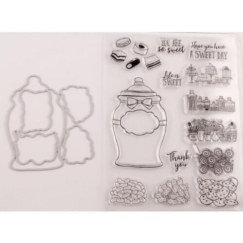 Pot Candy Clear Stamp Cutting Die for Scrapbooking Transparent Stamps Silicone Rubber DIY Photo Album Decor Arts Crafts