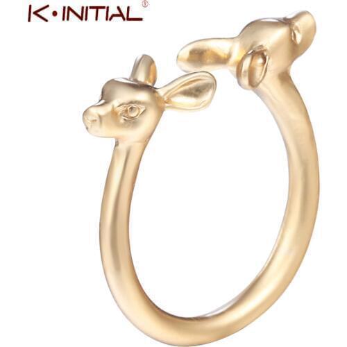 Kinitial Midi Finger Wrap Rings Open Deer Gilt Animal Ring For Girl Women Gift Bohemian Double Antler Jewelry anillos mujer