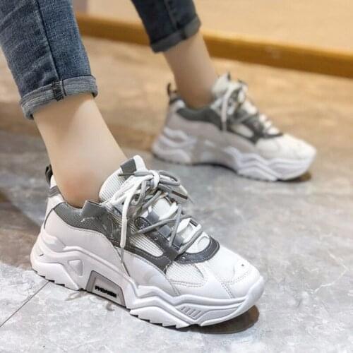 Womens Chunky Sneakers Fashion Lace Up Breathable Air Vulcanize Shoes Women Female Trainers Dad Shoes