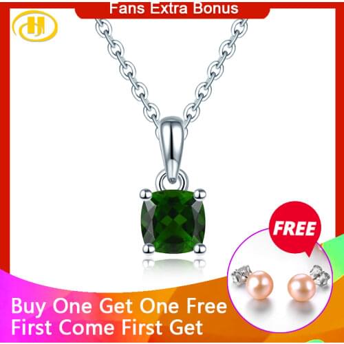 Hutang Natural Chrome Diopside Solid 925 Sterling Silver Pendant Russian Emerald Green Gemstone Silver Necklace Christmas Gift