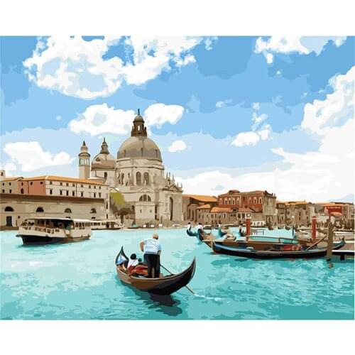 Landscape Venice DIY 11CT Embroidery Cross Stitch Kits Needlework Craft Set Cotton Thread Printed Canvas Home Design