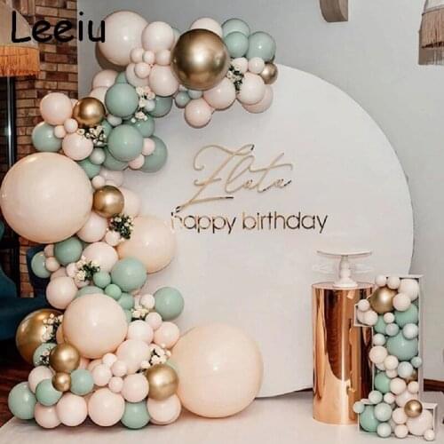 Leeiu 117pcs Avocado Balloons Set Retro Color Bean Paste Green Ballons Kit Wedding Birthday Decoration Latex Balloons Garland