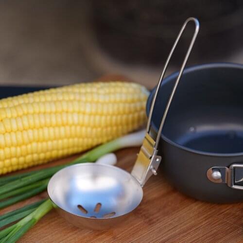 Camping Spoon Cooking Tableware Utensils Outdoor Stainless Steel Slotted Spoon Folding Anti-hot Kitchen Hiking Picnic Tableware