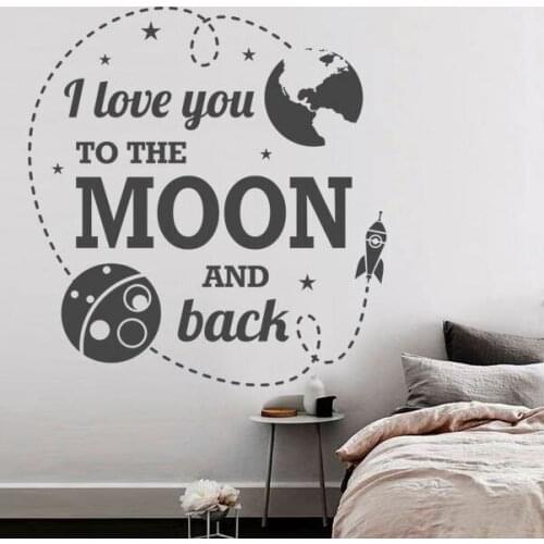Moon Star Nursery Wall Sticker Babys Room Wall Art Mural Kids Bedroom Words Love You to the Moon and Back Wall Decal AY060