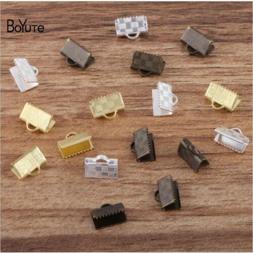 BoYuTe (200 Pieces/Lot) 10MM Metal Brass Ribbon Clip Connectors Handmade Diy Jewelry Accessories Materials