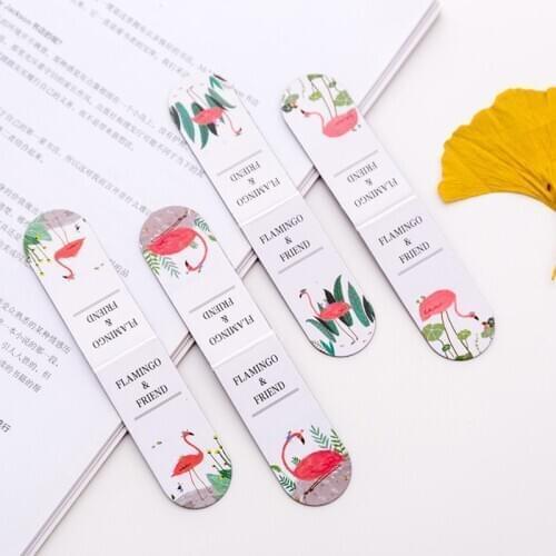 Cute Flower Magnetic Book Marker Kawaii Flamingo Paper Clips Bookmarks For Books Korean Stationery Office School Supplies
