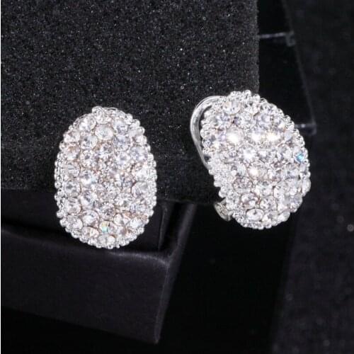 Fashion Hollow Oval Zircon Earrings Princess Fancy Dance Party Earring Jewelry Shine Women Geometric Trendy