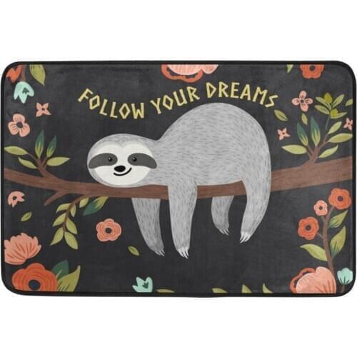 Cartoon Cute Sloth Pattern Printed Kitchen Mat Anti-slip Durable Bathroom Floor Mat Dustproof Washable Entrance Doormat