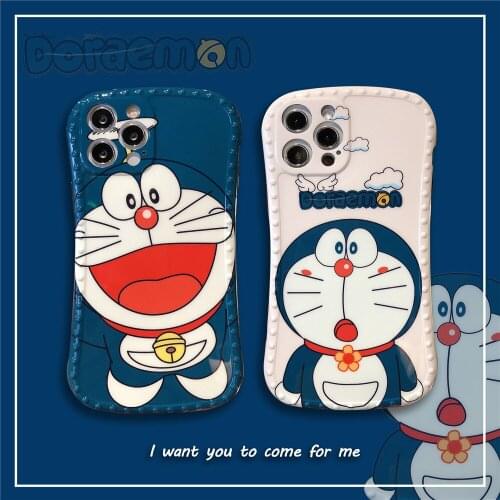 Cartoon Doraemon Lens Protection Small Waist IMD Phone Case for iPhone 12 Pro Max 11 7 8 Plus X XR XS MAX Anime Phone Cover