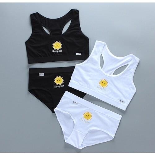 New sunny Girl bra set vest underwear outer wear cotton camisole sports black and white summer double layer