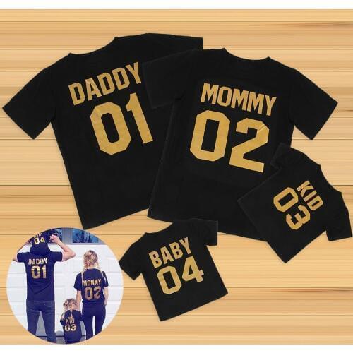OMSJ 2018 New Family Look Family Clothing short Sleeve t shirt DADDY MOMMY KID BABY Girl Boy Clothes Family Matching Clothes