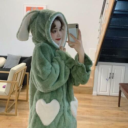 Autumn and Winter Kawaii Girl Coral Velvet Pajamas Set Pink Cute Pajamas Two-piece Student Furry Home Suit Cute Women Pajamas