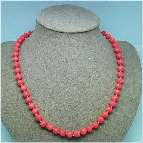 Pink Coral necklace women necklace knotted necklace round shape size 45cm length choker necklace beads size 8mm
