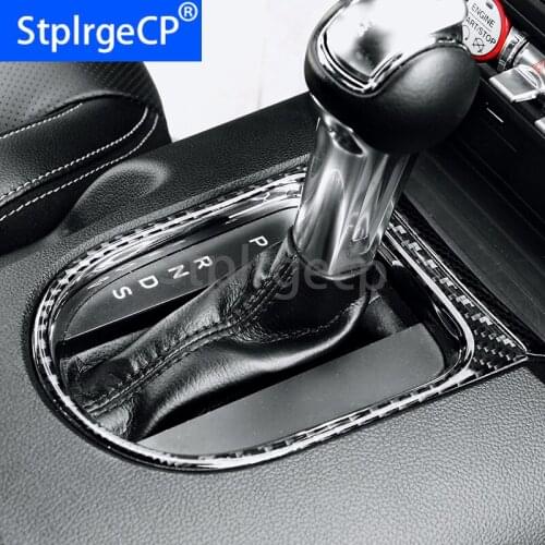 100% Real For Ford Mustang 2015-2018 Carbon Fiber Control Gear Shift Panel Decorative Cover Car Styling Sticker Auto Accessories