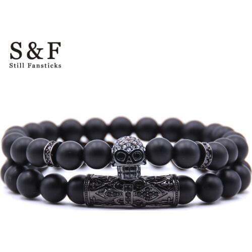 Couple Skull Bracelet Beads Bracelet Jewelry Men Pulseira Masculina Feminina Bileklik Pulseras Mujer Moda 2018 Punk Friends Gift