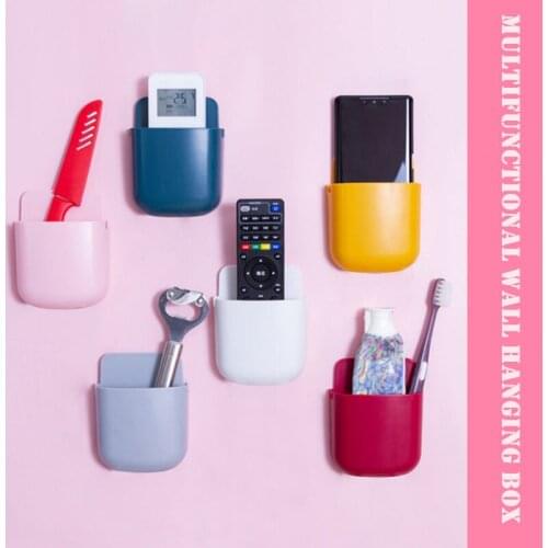 Plastic Wall Mounted Remote Control Storage Box Mobile Phone Remote Control Board Shelf Kitchen Home Office Desktop Storage Rack
