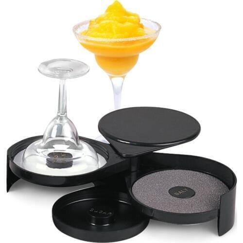 Plastic Bar Caddy Organizer Salt Box Glass Rimmer Condiment Dispenser Cup Holder