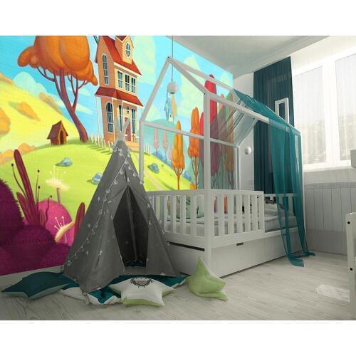 Custom wallpaper Hand-painted illustration style children room background wall