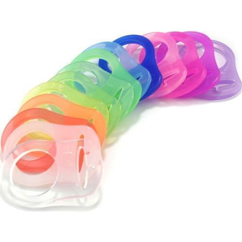 Sutoyuen 10pcs Transparent Clear Food Grade BPA Free Silicone Baby Pacifier Dummy Adapter Ring Holder Chain Rings for MAM / NUK