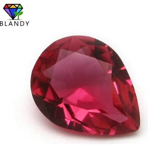 Rose Red Glass Size 3x4~13x18mm Pear Shape Machine Cut Gems Beads Loose Synthetic Glass Stone For Jewelry