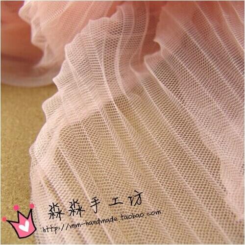 5 Meters Width148cm Pink Ruffled Pleated Crumple textile Mesh Lace Fabric Solid Wedding Dress Bubble Skirt Material Tissu