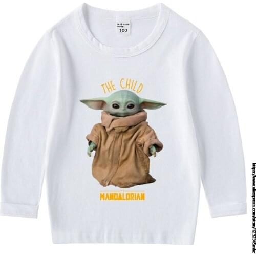 Boys Shirts Boys Autumn Tops T shirts Kids Mandalorian Baby Yoda Tee Children t shirts for Boys Long Sleeve Boys Cotton Shirts