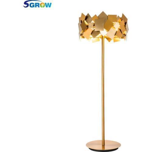SGROW Art Iron Floor Lamp Lights Stainless Steel E14 Light for Bedroom Living Room Lampara de piso Metal Fixtures Modern Lampada