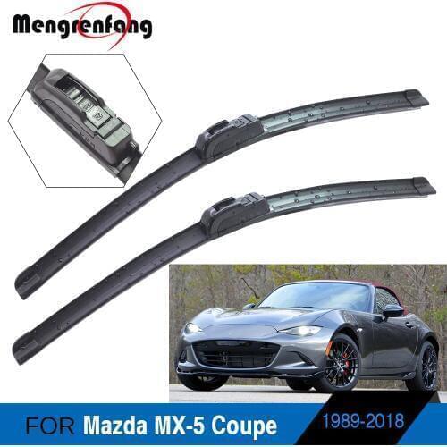 For Mazda MX-5 MX5 Coupe Car Styling Front Windscreen Wiper Blades Soft Rubber Wiper J Hook Arms 1989-2018