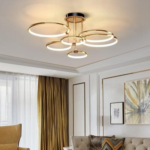 Modern Industrial Design LED Chandeliers Nordic Living Room Dining Room Creative Ring LED Chandeliers Ceiling Indoor Lighting