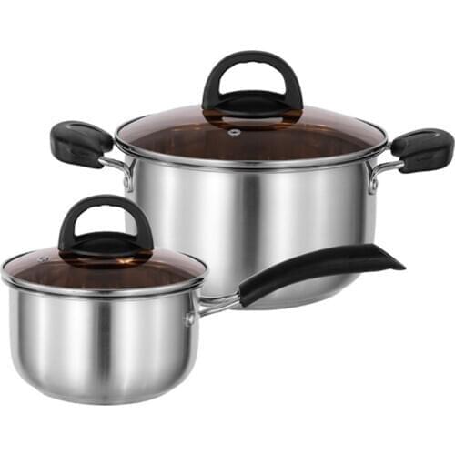 Stainless Steel Soup Pot, Thickened Bottom Milk Pot, Household Kitchen Stew Pot Soup Baby Food Supplement, Kitchenware Set