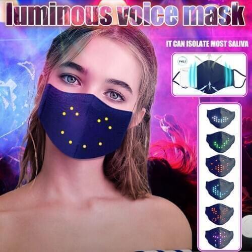 LED Voice-Activated Luminous Mask 2021 Mask Masquerade Festival Party Mask+ Filters Creative Unisex Adults маска для лица F