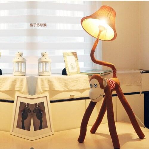 New Cottage Fabric Monkey LED E27 Child Floor Lamp Cartoon Bedside lamp Cute Monkey Animal Light for Kid Christmas Present