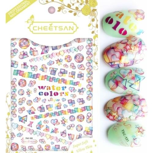 TSC-131 cute WATER foam series big size 3d nail art stickers decal cheetsan brand template diy nail tool decorations