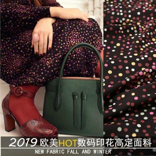 2020 Early Spring New Polyester Crepe Fabric Digital Printing Rainbow Dot Clothing Skirt DIY Fabric European and American Shows