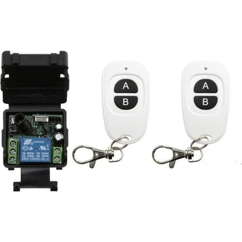 Xuanlongyuan DC12V 24V 1CH 10A RF Wireless Mini Switch Relay Receiver Remote Controllers & White AB keys Waterproof Transmitter