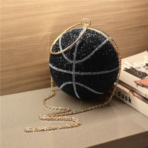 Rhinestone Basketball Evening Bag Womens Wedding Clutch Party Purse Handbag