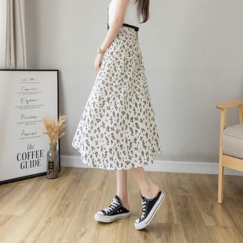 Womens Skirt Vintage Clothes Long Skirts White Harajuku Summer High Waist Streetwear 2021 Fashion flowy Spring Elastic Chiffon