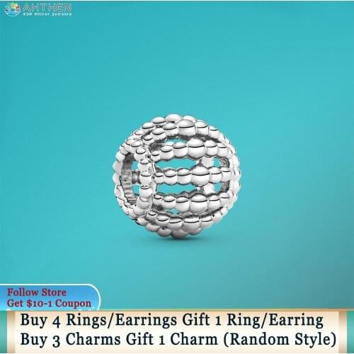 Ahthen S925 Sterling Silver Beads Silver Openwork Charms fit Original Pandora Bracelets for Women Jewelry Making Birthday Gift