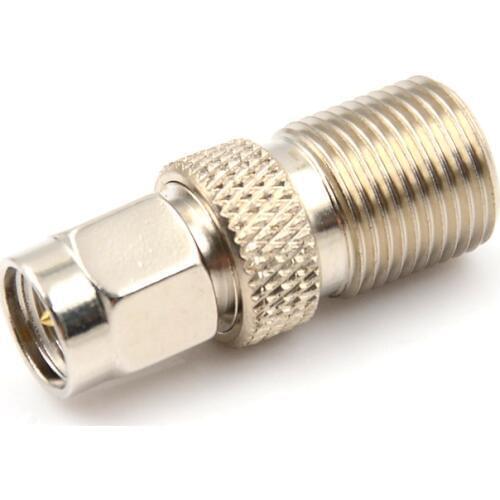 1pcs F Type Silver Tone SMA RF Coax Connector Female to SMA Male Plug Coaxial Adapter Connector Plug