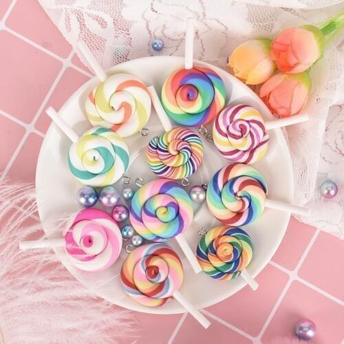 10Pcs/lot Cute Soft DIY Pottery Lollipops Charms Personality Bottle Pendants Resin DIY Decoration Earrings Necklace