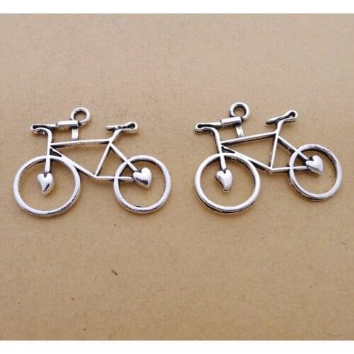 10 Pieces 24x31mm Antique Silver Color Bicycle Bike Charms DIY Jewelry Handmade Craft