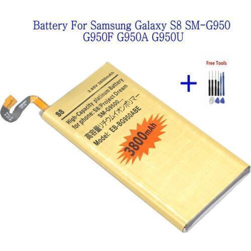 1x 3800mAh EB-BG950ABE Replacement Li-Polymer Gold Battery For Samsung Galaxy S8 G950 G950F G950A G950T G955S G950P + Tools