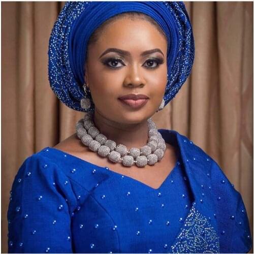 2019 Popular Mental Nigerian Wedding Beads Jewelry Set African Wedding Bridal Party Necklace Earring bracelet set