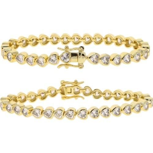 2021 Fashion Charm heart CZ Tennis Bracelet for Women Men Colorful Zircon wedding Jewelry luxury Chain Braclets with gold pink