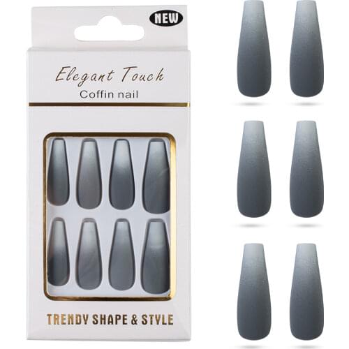 30Pcs Matte Gradient False Nails with Designs Long Full Cover Press on Nails Acrylic Artificial Nails for Women Fake Nails Art