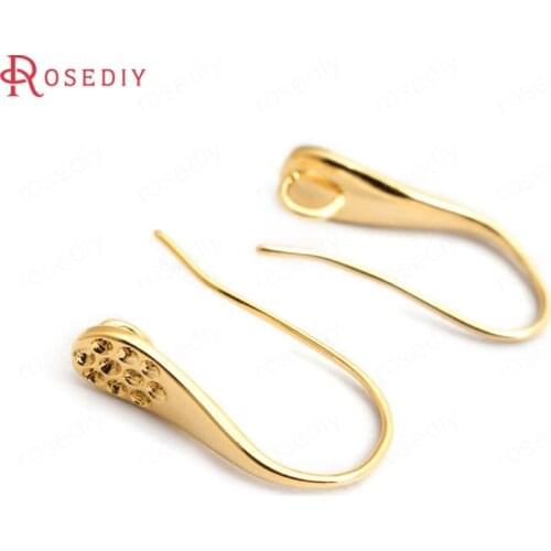 34931)12PCS Height 17MM 24K Gold Color Brass Drop Shape Earrings Hooks High Quality Diy Accessories Jewelry Findings